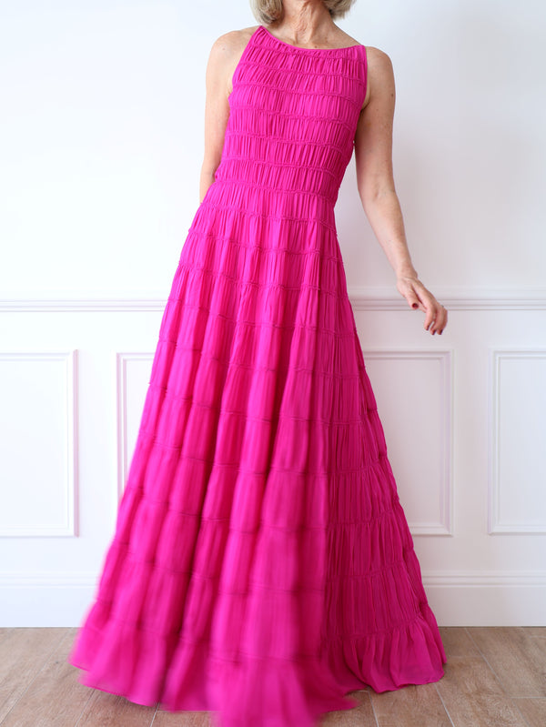 pink maxi dress holiday formal gown preloved second hand aje event dress