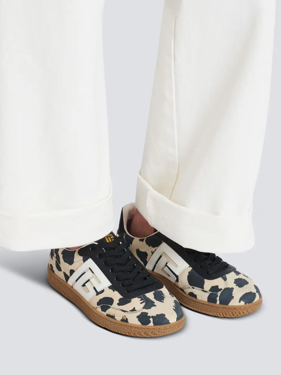 Balmain Swan Leopard-Print Sneakers