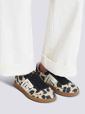 Balmain Swan Leopard-Print Sneakers