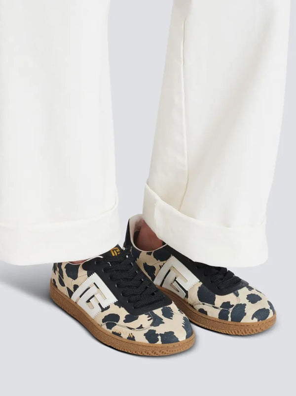 Balmain Swan Leopard-Print Sneakers