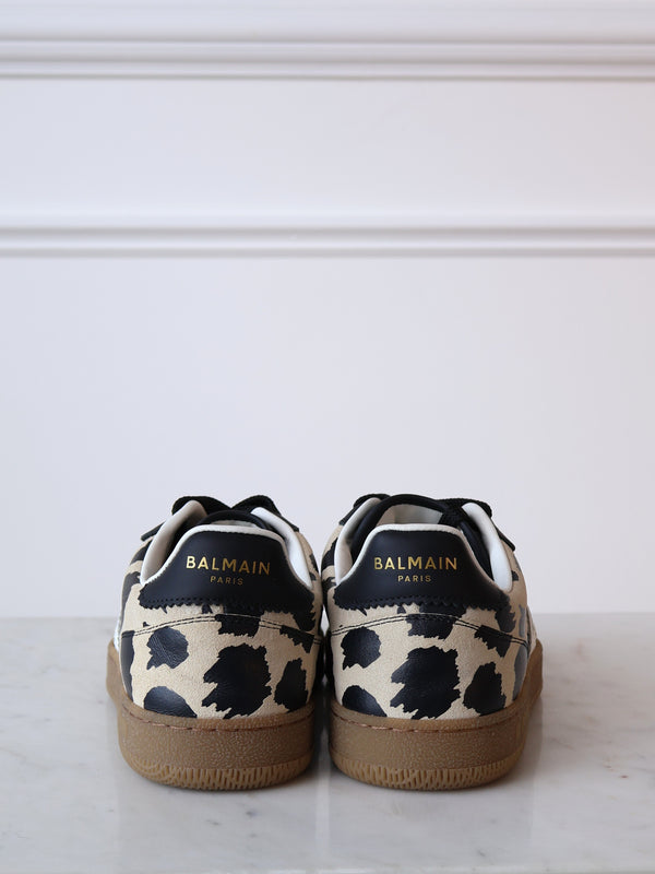 Balmain Swan Leopard-Print Sneakers