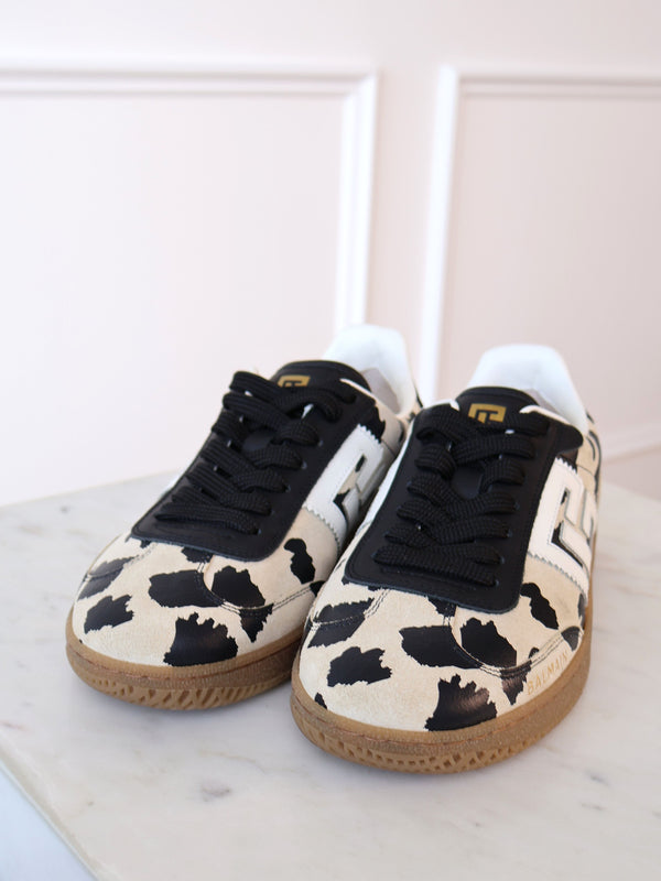 Balmain Swan Leopard-Print Sneakers