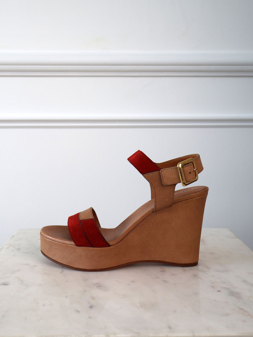 Chloe Suede Trim Wedge