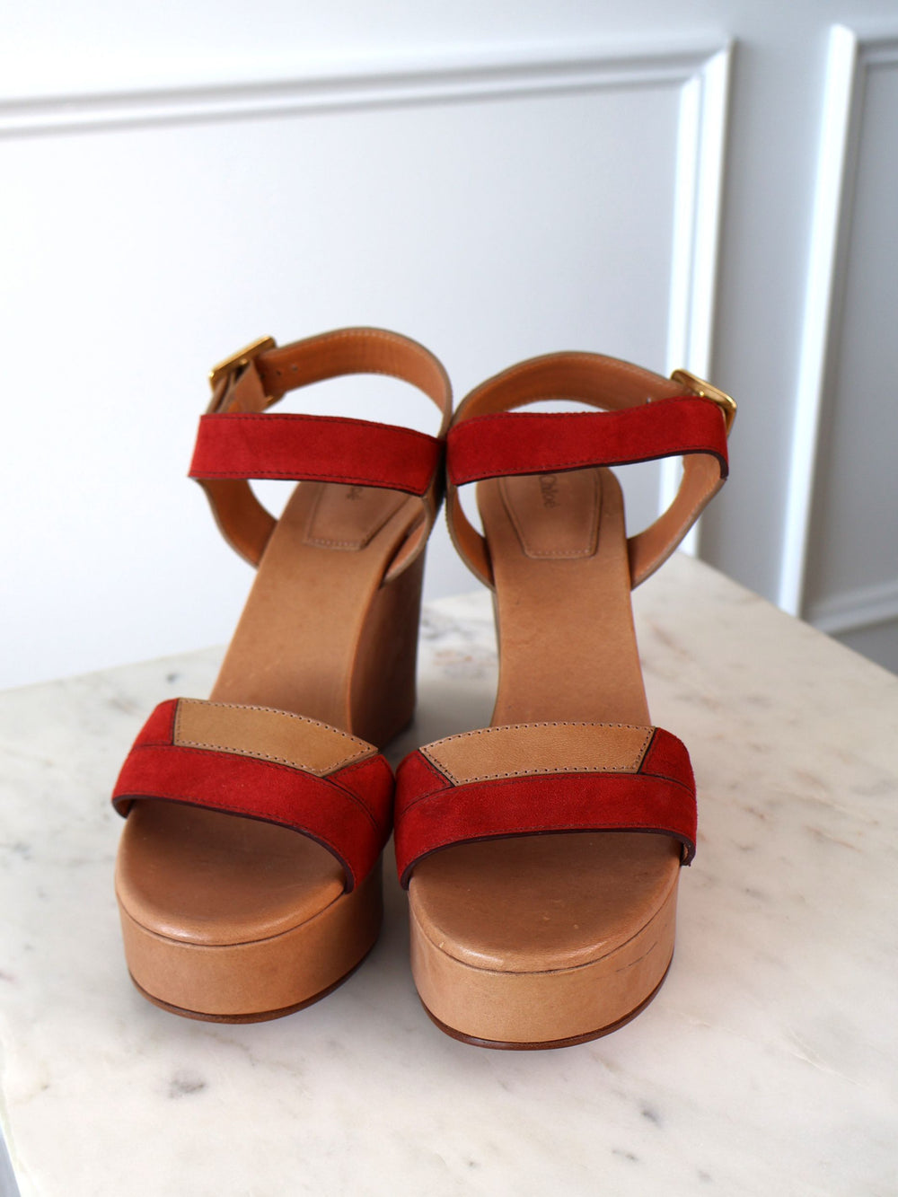 Chloe Suede Trim Wedge