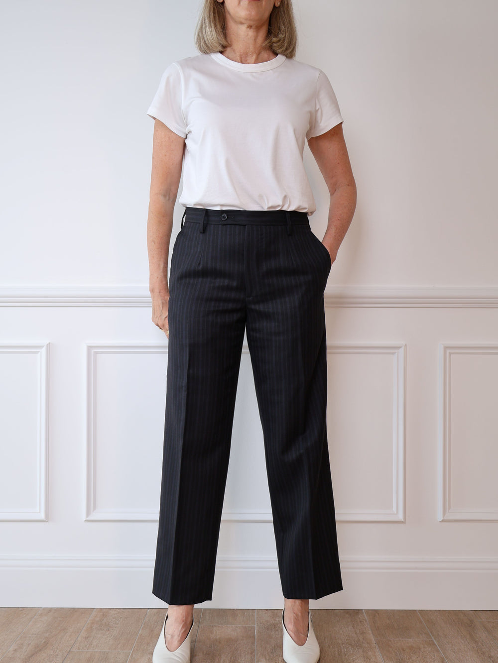 Dolce & Gabbana Navy Pinstripe Trousers