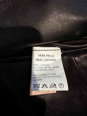 Dolce & Gabbana Leather Blazer Jacket Animal print lining