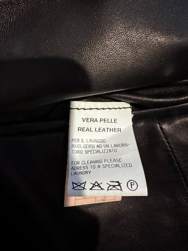 Dolce & Gabbana Leather Blazer Jacket Animal print lining