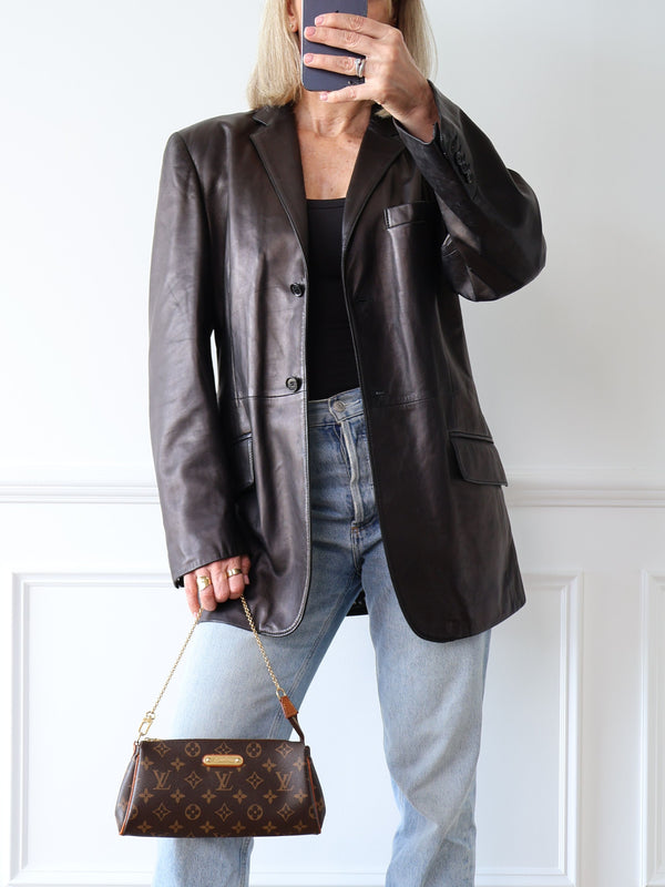 Dolce & Gabbana Leather Blazer Jacket Animal print lining