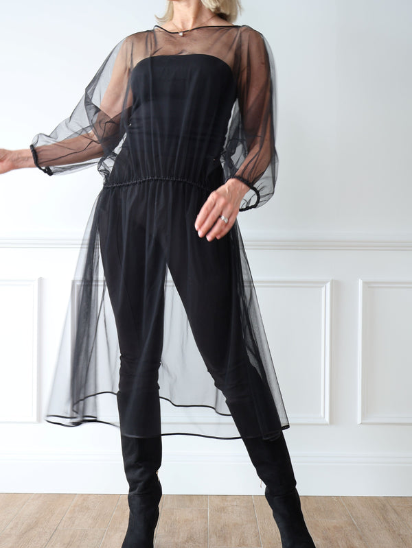 Dolce & Gabbana Sheer Tulle Overlay Dress