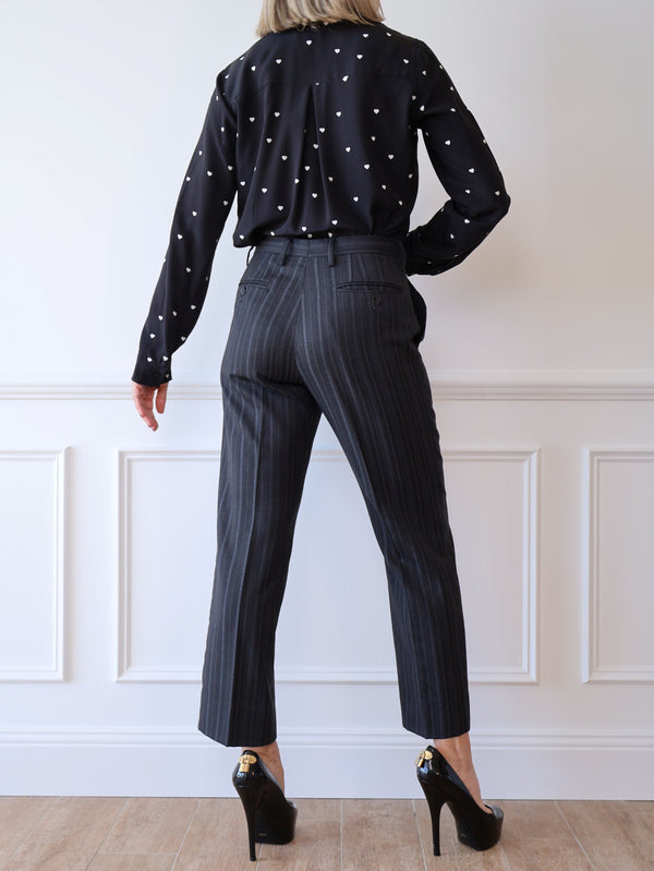 Dolce & Gabbana Grey Pinstripe Trousers