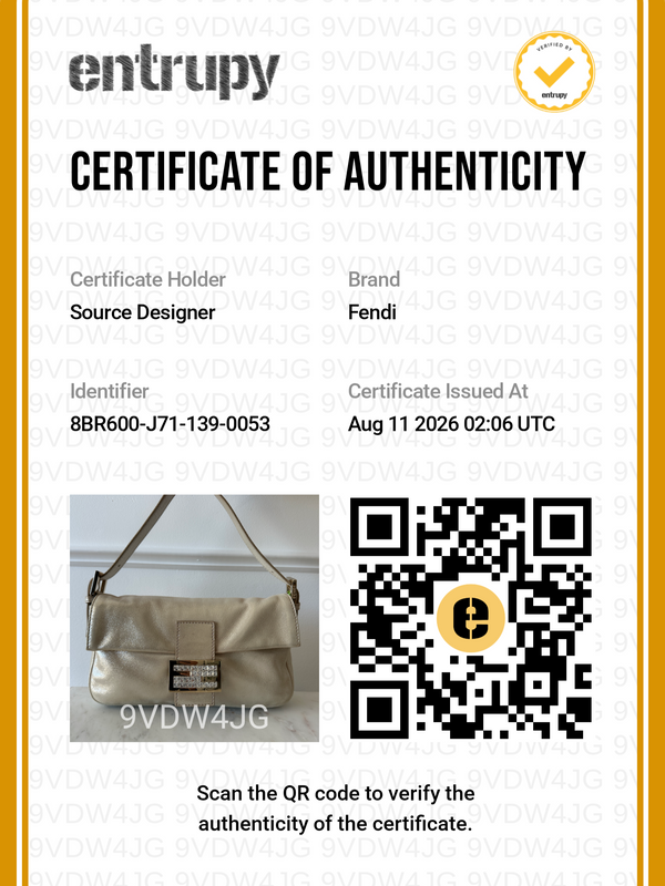 Fendi Rare Crystal Champagne Metallic Leather Baguette