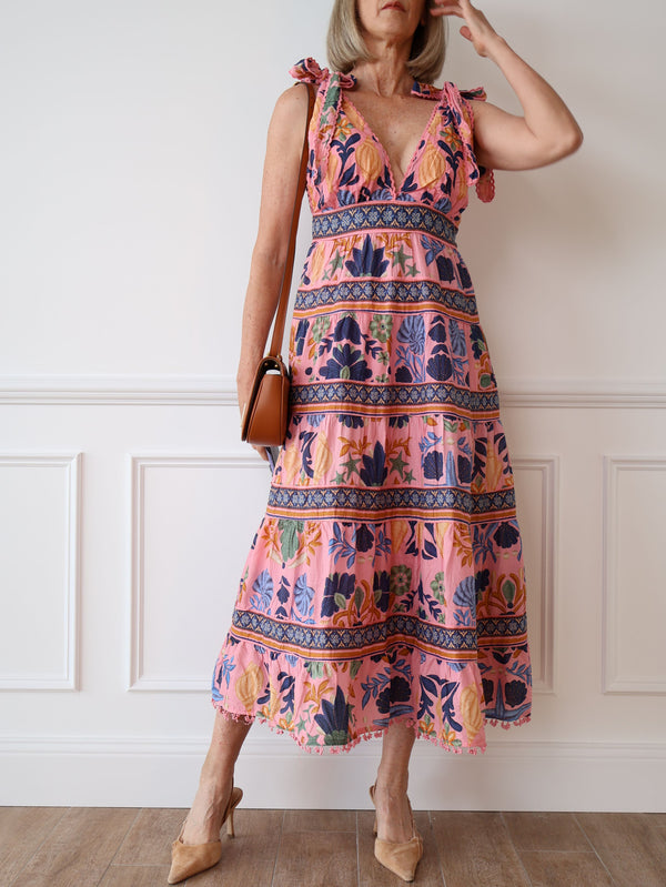 Farm Rio Seashell Tapestry Midi Dress