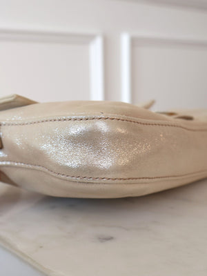 Fendi Rare Crystal Champagne Metallic Leather Baguette
