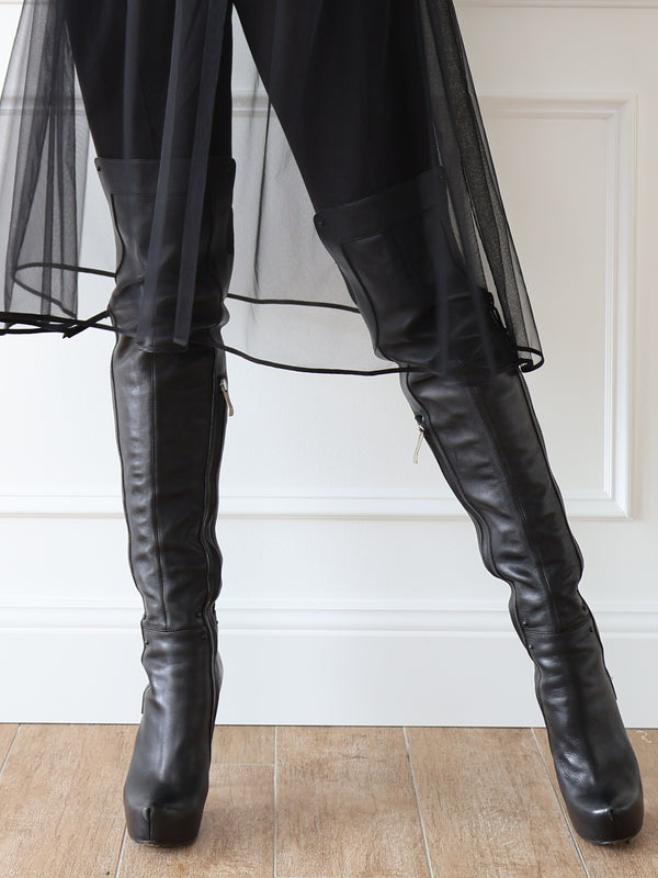 Gianmarco Lorenzi Leather Over-the-Knee Boots