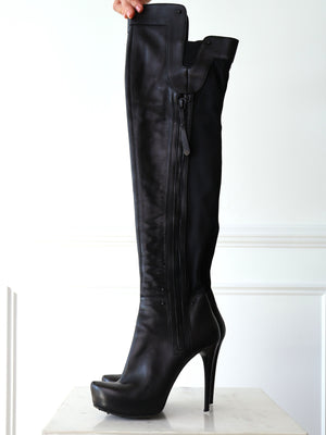 Gianmarco Lorenzi Leather Over-the-Knee Boots