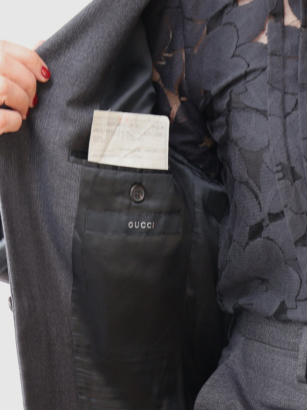 Gucci Grey Micro Check Blazer