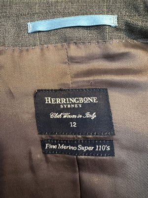Herringbone Sydney Italian grey wool suit