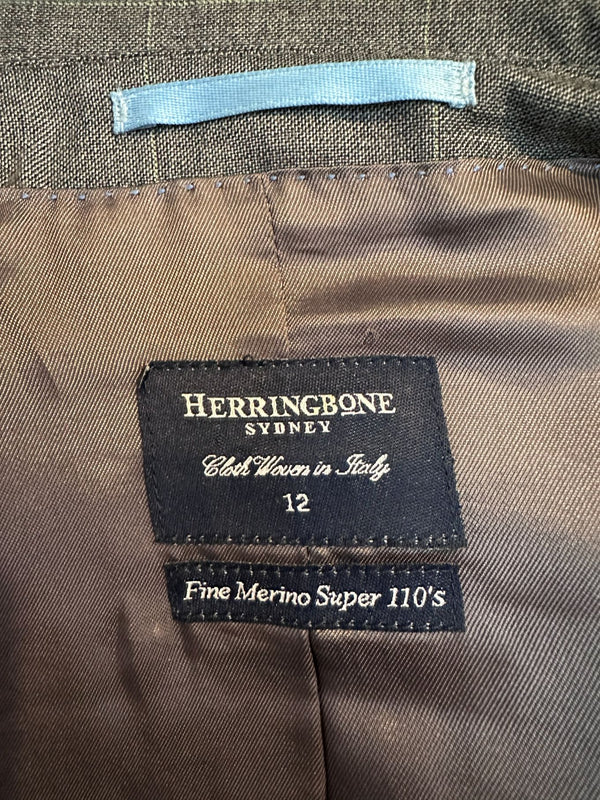 Herringbone Sydney Italian grey wool suit