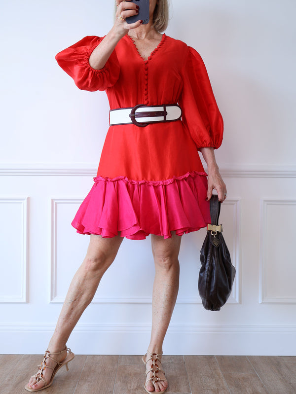 Leo Lin Fuchsia Rose Mini Dress