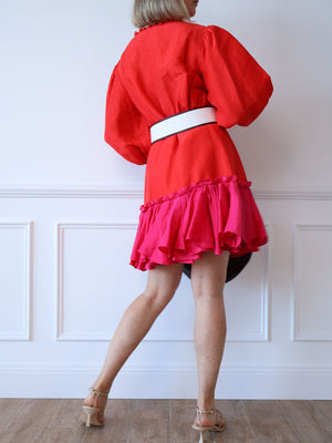 Leo Lin Fuchsia Rose Mini Dress