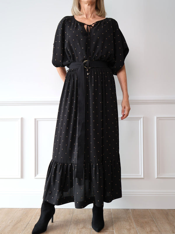 Michael Kors Black Metal Grommets Dress