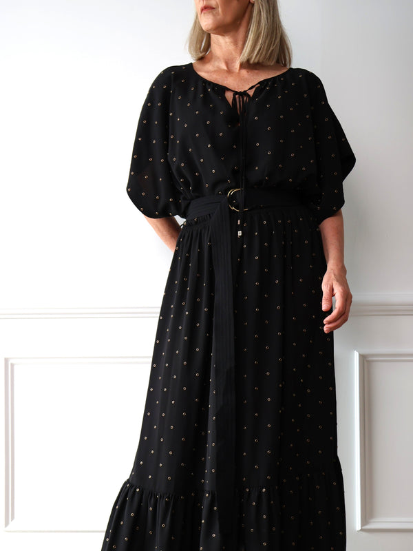 Michael Kors Black Metal Grommets Dress