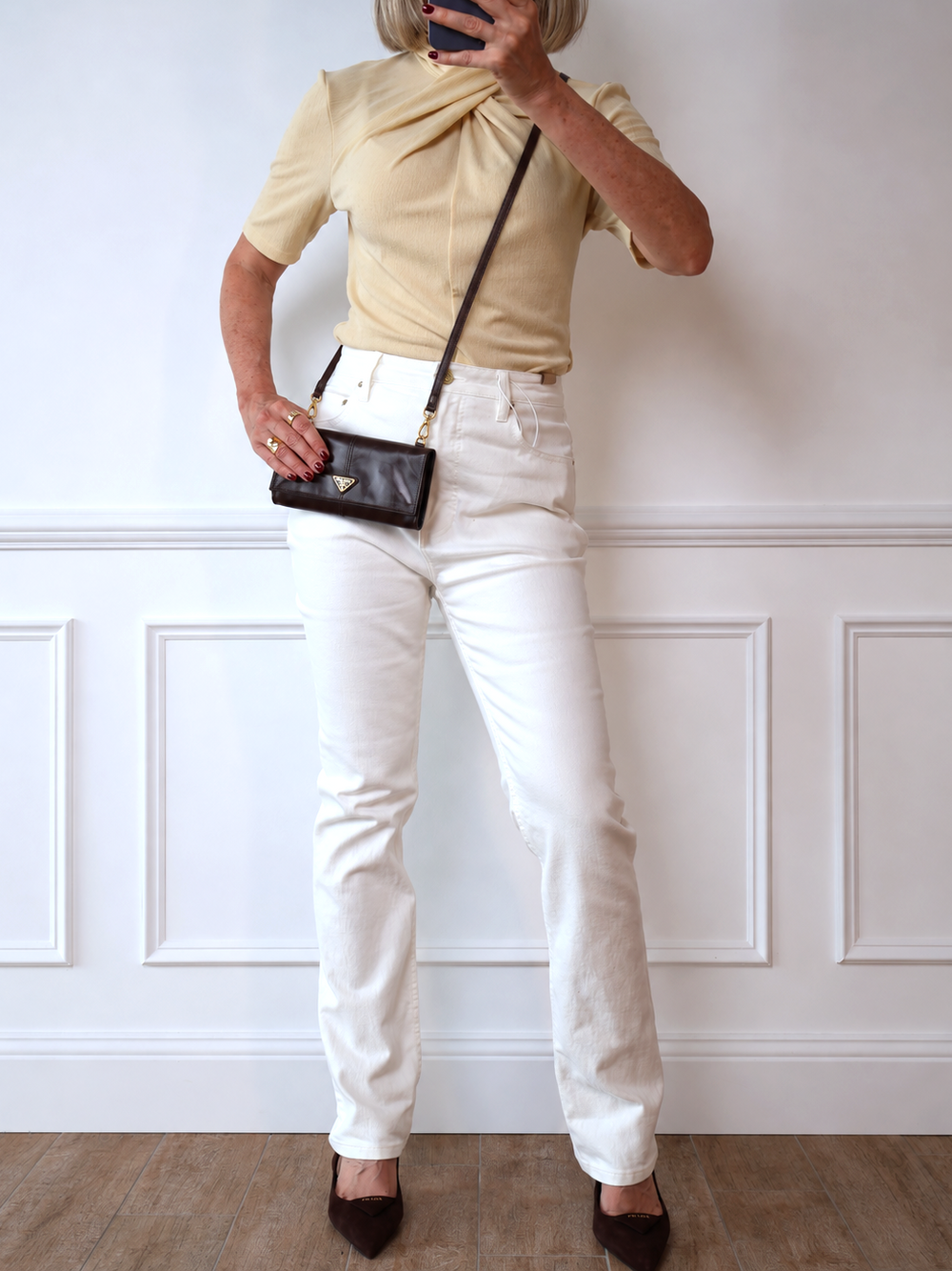 Prada Leather Wallet with Shoulder Strap chocolate brown