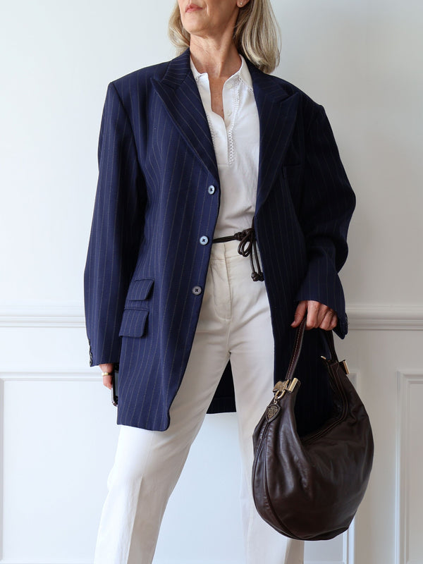 Ralph Lauren Wool Pinstripe Navy Blazer