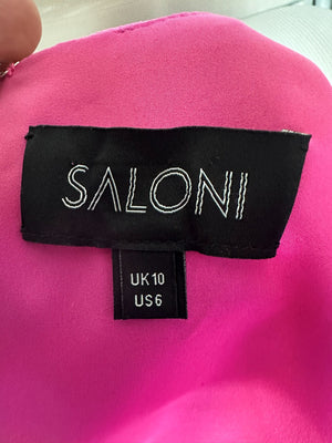 Saloni Devon Chiffon Silk Polkadot Midi Dress