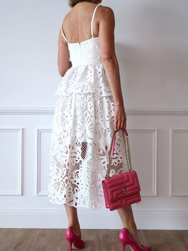 Self Portrait Tiered Lace Midi Dress