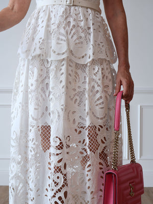 Self Portrait Tiered Lace Midi Dress