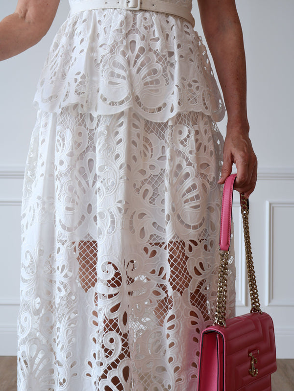 Self Portrait Tiered Lace Midi Dress