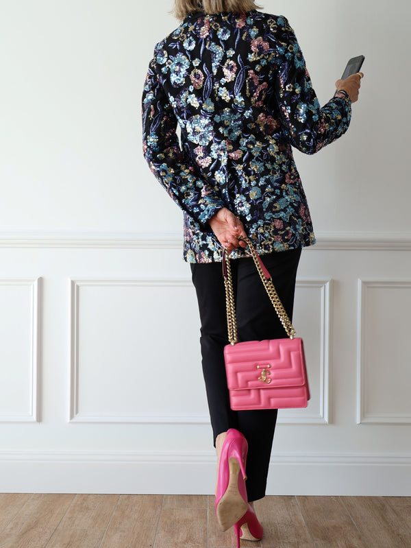 Self Portrait Floral Sequin Embellished Jacket