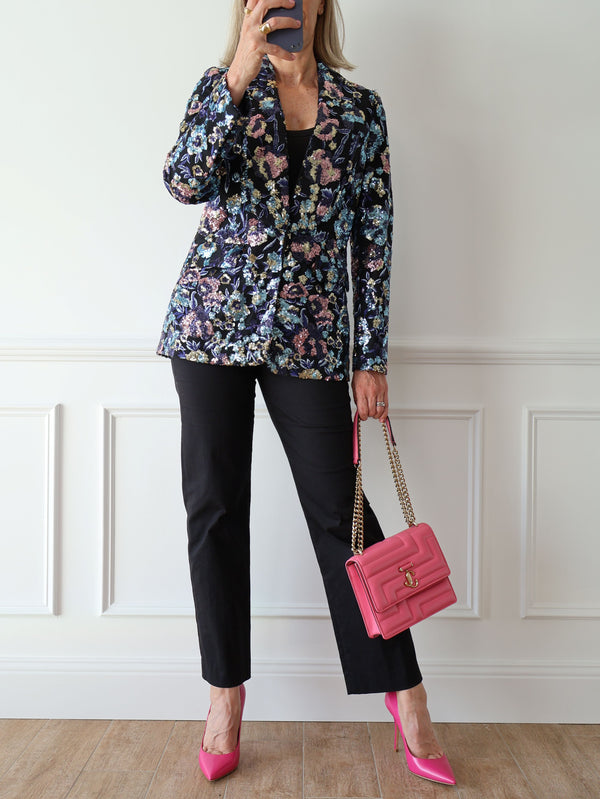 Self Portrait Floral Sequin Embellished Jacket