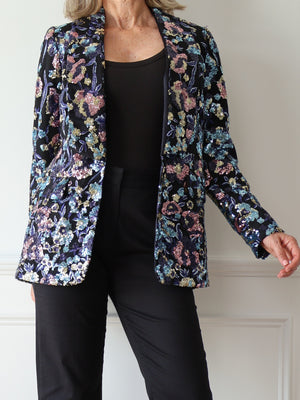 Self Portrait Floral Sequin Embellished Jacket