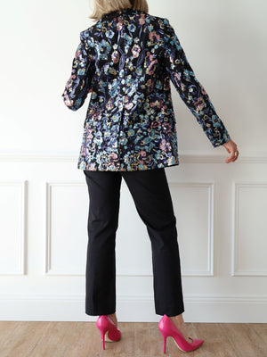 Self Portrait Floral Sequin Embellished Jacket