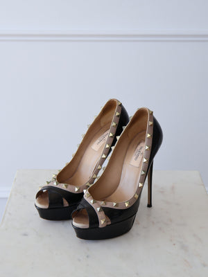 Valentino Rockstud Peeptoe Platform Heel