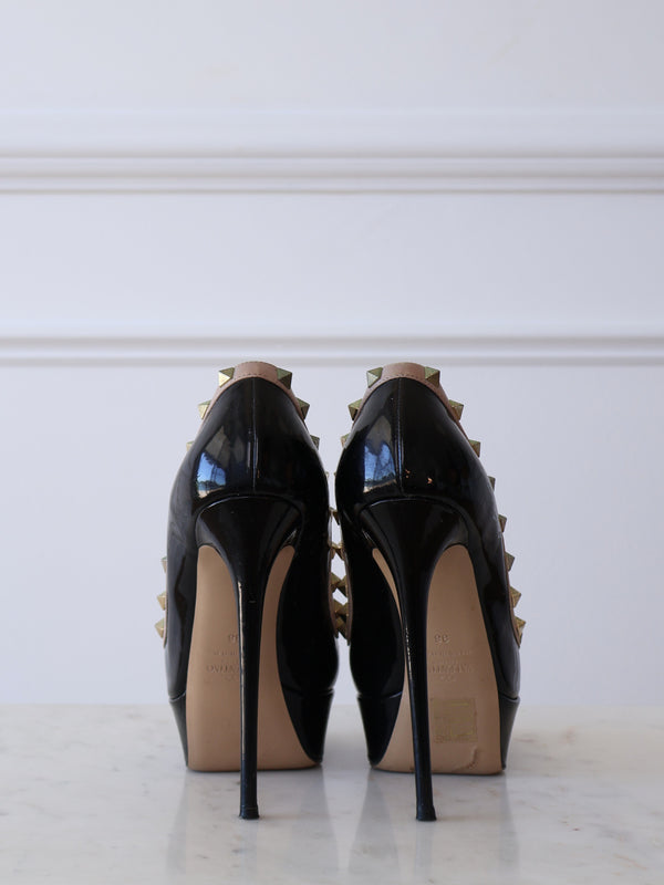 Valentino Rockstud Peeptoe Platform Heel