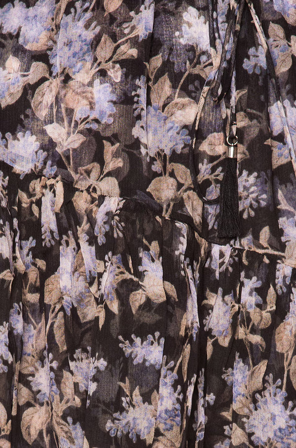 Zimmermann Silk Stranded Tier Dress Black Lavender