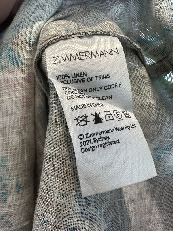 Zimmermann Cassia Wrap Tie Linen Midi Dress
