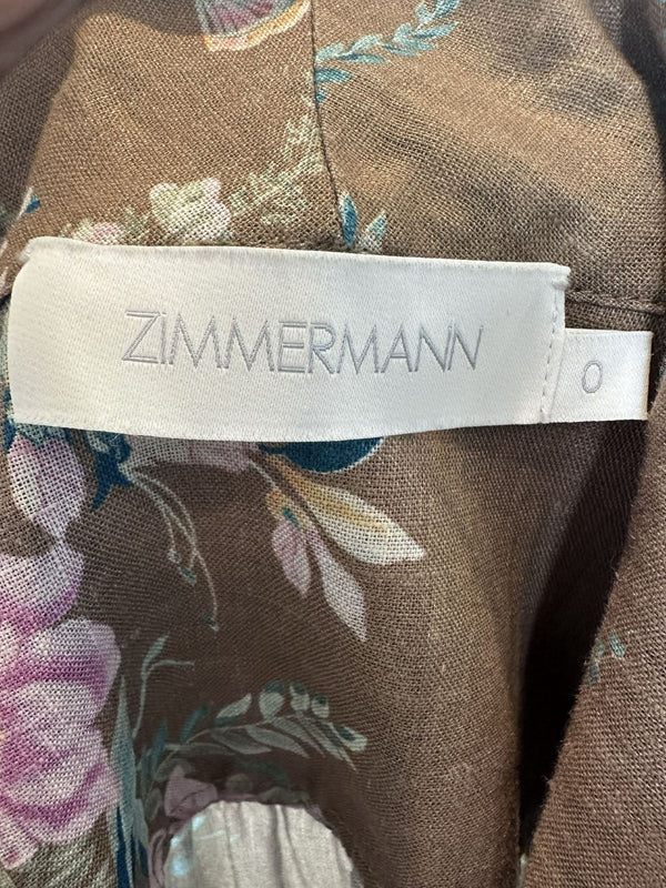 Zimmermann Cassia Wrap Tie Linen Midi Dress
