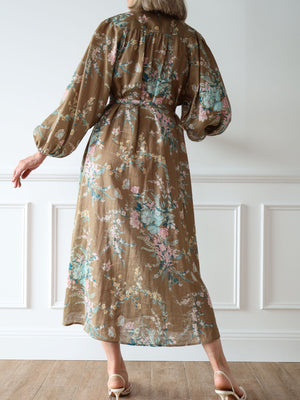 Zimmermann Cassia Wrap Tie Linen Midi Dress