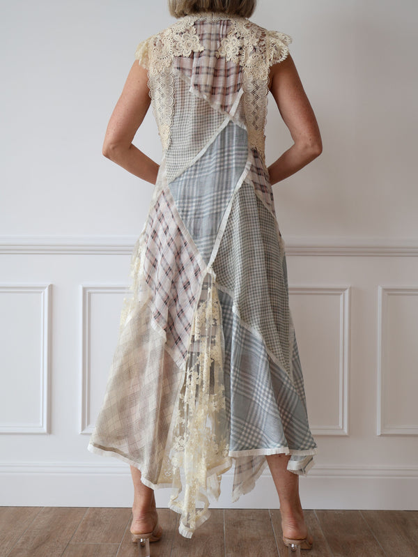 Zimmermann Cavalier Plaid Silk Linen Smock Dress