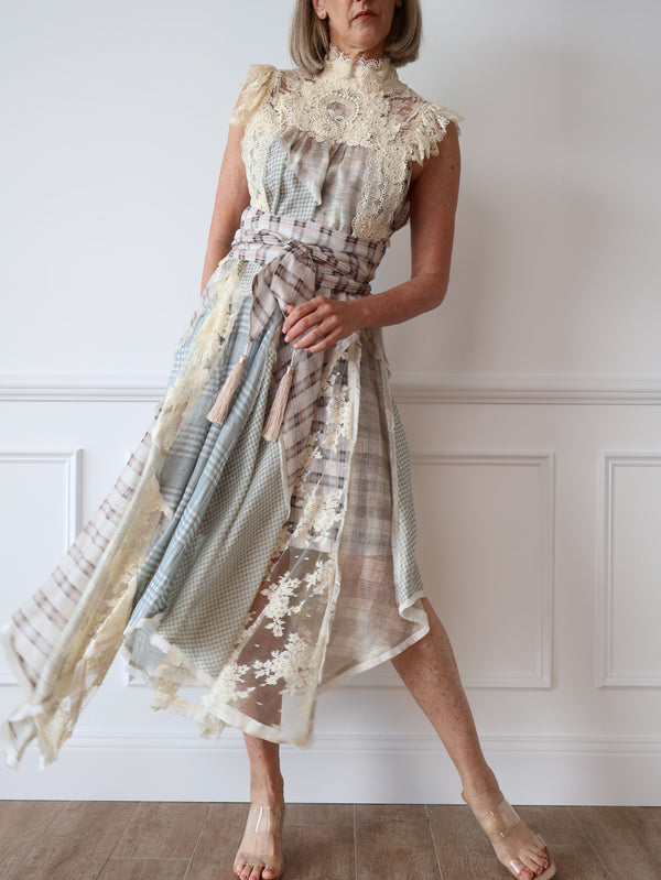 Zimmermann Cavalier Plaid Silk Linen Smock Dress