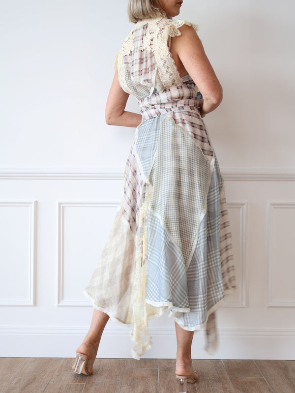 Zimmermann Cavalier Plaid Silk Linen Smock Dress