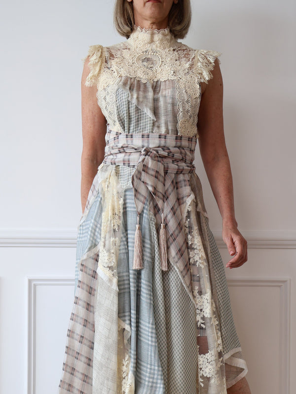 Zimmermann Cavalier Plaid Silk Linen Smock Dress