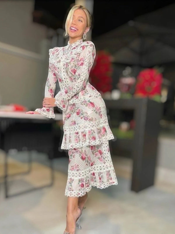 Zimmermann Honour Pintuck Panelled Midi Floral Dress