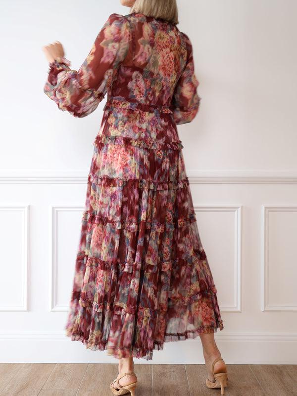 Zimmermann Wavelength Tiered Silk Dress