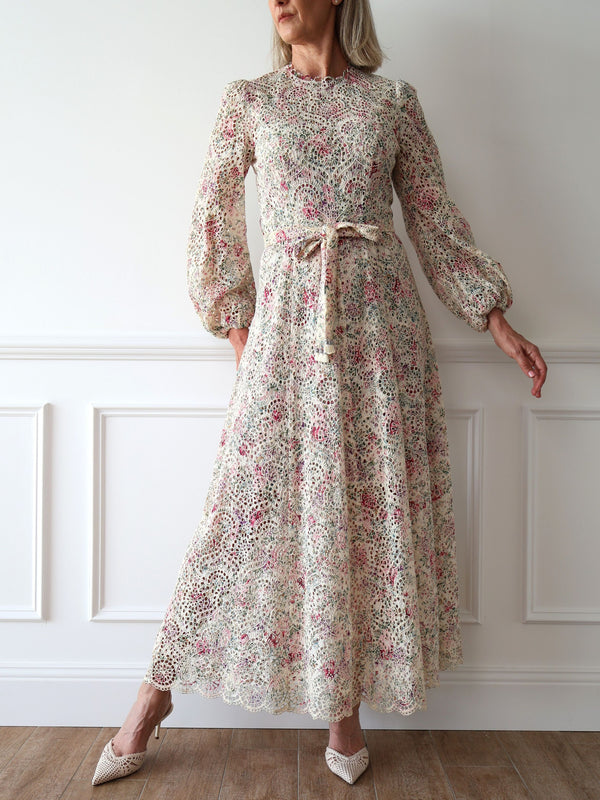 Zimmermann High Neck Honour Eyelet Maxi Dress