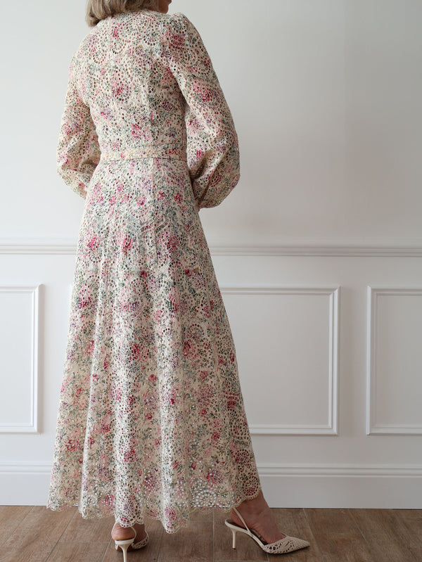 Zimmermann High Neck Honour Eyelet Maxi Dress